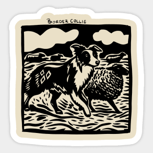 Border Collie Stamp Art Sticker